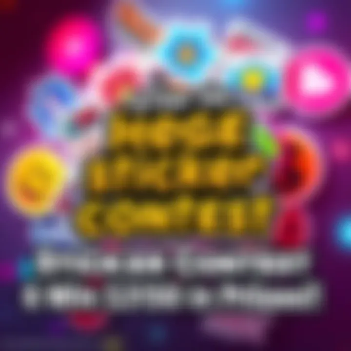 A colorful graphic promoting the Hege Sticker Contest with stickers displayed and prize mentions in bold letters.