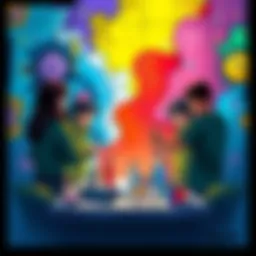Members of the HegeCoin community, known as Hegends, engaged in creating colorful murals and participating in games, showcasing their creativity and teamwork.