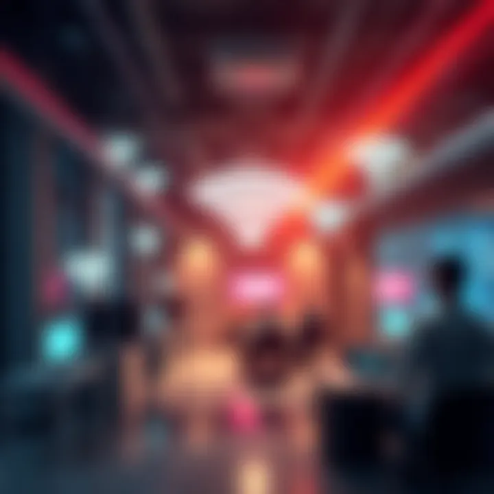 A business setting showing enhanced Wi-Fi coverage with devices from Unifi, Aruba, Cisco, and Meraki connected, showcasing seamless connections for users in an enterprise environment.