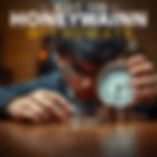 A frustrated person looking at a clock and a small pile of coins, symbolizing a long waiting period for cashing out from Honeygain