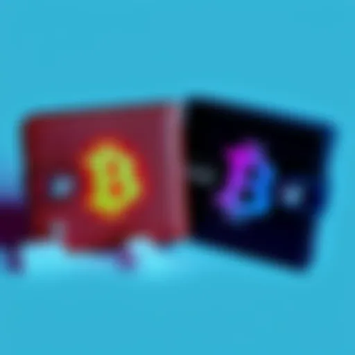 Two wallets, one labeled hot and the other cold, showcasing secure storage options for Bitcoin.