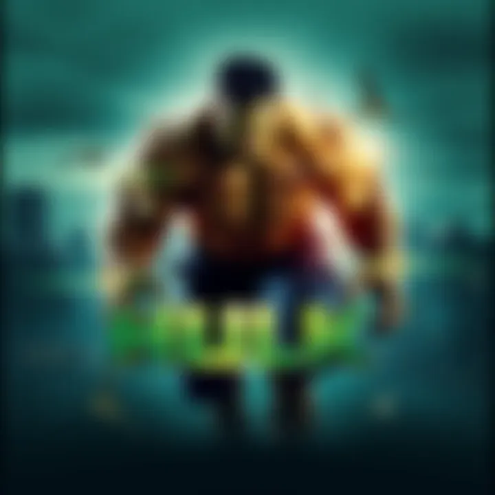 A dramatic poster showcasing the Hulk in action, capturing his strength and intensity, with a city skyline in the background.