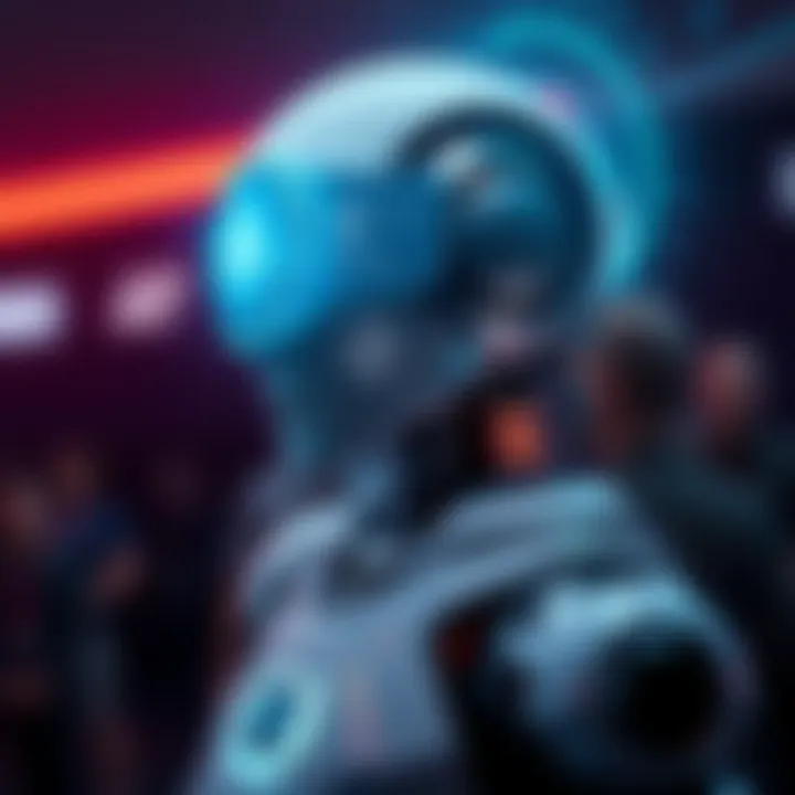 A humanoid robot demonstrating safety features, showcasing a digital interface symbolizing trust and AI integration for safe operation.
