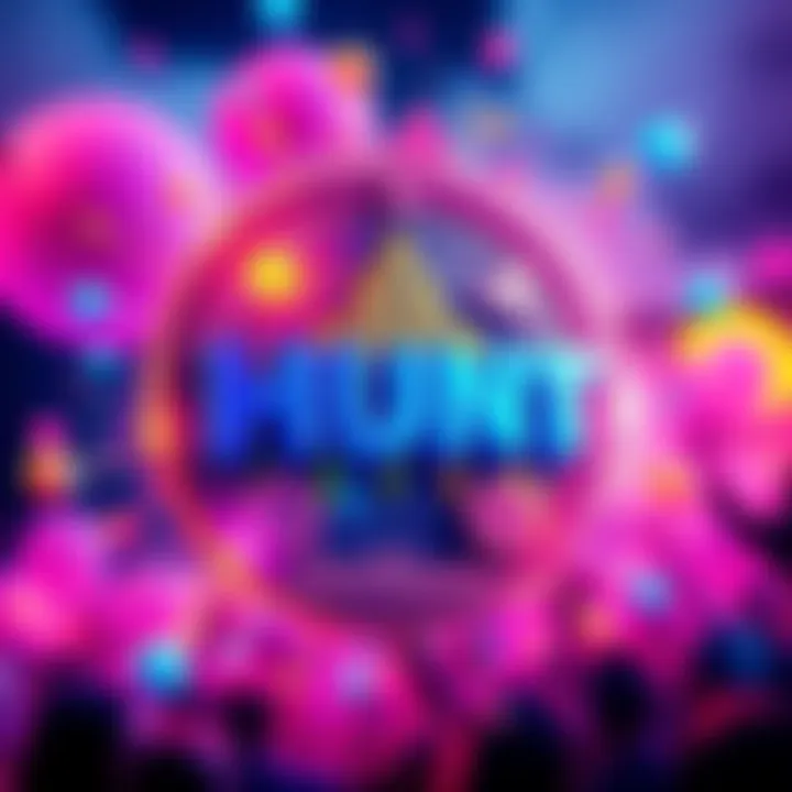A colorful graphic featuring HUNT, the emerging meme coin, with vibrant art and community symbols, signifying excitement before its launch.