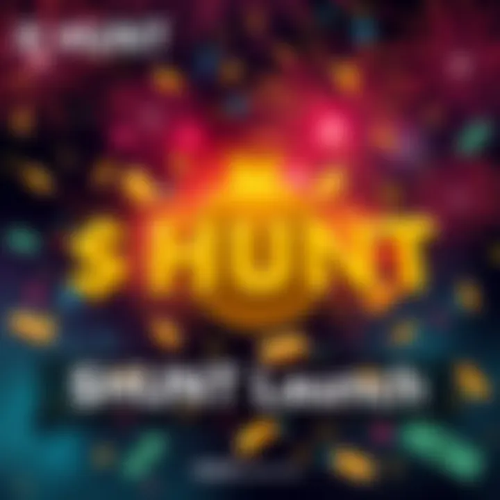 Celebration graphic showing $HUNT tokens with fireworks and money symbols, highlighting the $40K distribution and 21M tokens burned.