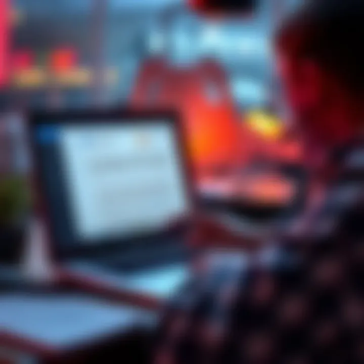 A person looking at a suspicious email about NFTs on their laptop, analyzing the content to determine its legitimacy