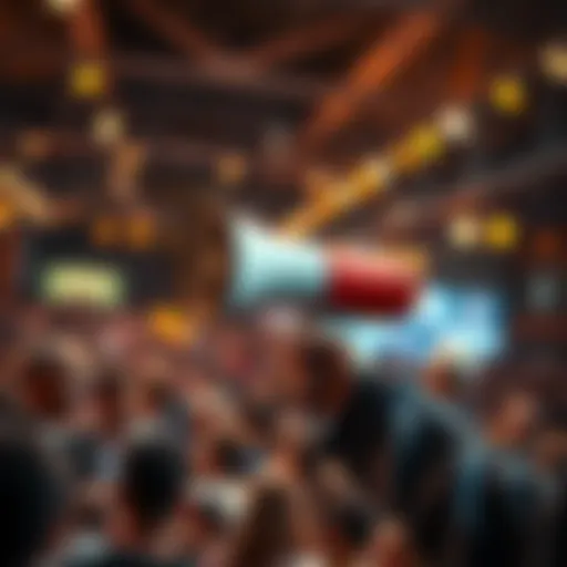 A person holding a megaphone, delivering an important message to a crowd.