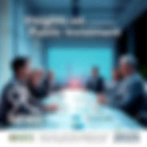 A group of experts discussing central banking and public investment strategies around a table with charts and graphs