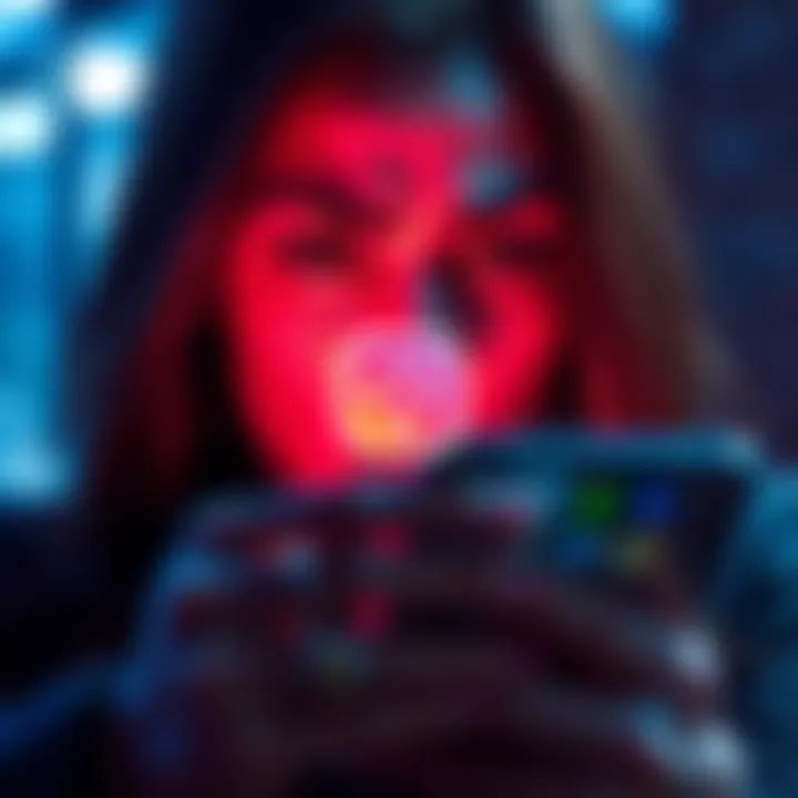 A shocked person looking at their phone with the Instagram logo, expressing concern about a recent hack