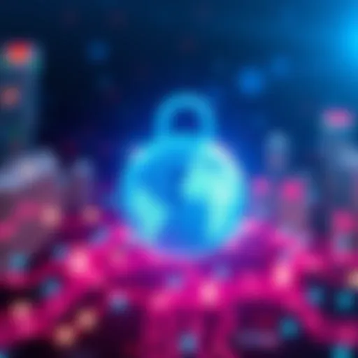 A digital padlock symbolizing internet restrictions over a globe.