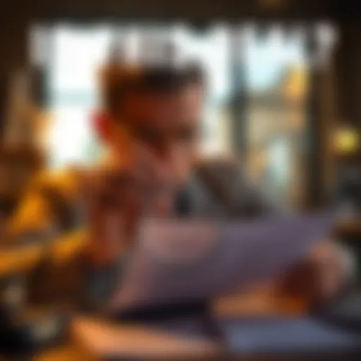 A person analyzing a contract with a magnifying glass, looking for signs of legitimacy
