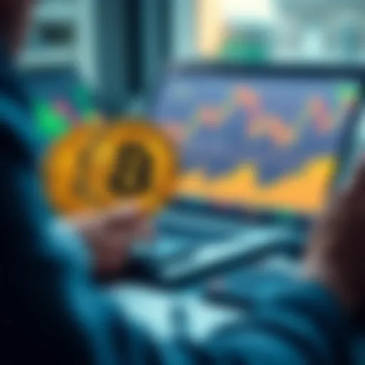 A person analyzing Bitcoin charts and graphs on a laptop, with notes and a calculator nearby, representing investment strategies in India.