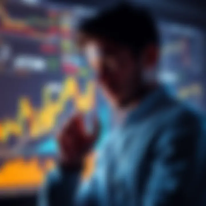 A person looking at cryptocurrency graphs and charts, considering an investment in ATOM coin.