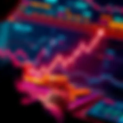 A graphic showing a rising graph with coins and a person analyzing market trends for Hedera investments.