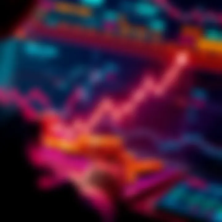 A graphic showing a rising graph with coins and a person analyzing market trends for Hedera investments.