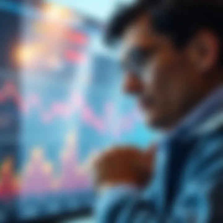 A person looking at a chart showing fluctuations in investment prices with a thoughtful expression, considering the timing of their investment
