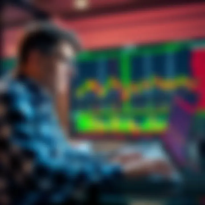 A person looks at stock charts on a laptop while contemplating investment losses, with a concerned expression on their face.