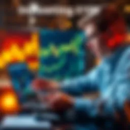 A person analyzing cryptocurrency charts with a laptop and a calculator, focused on investment decisions.