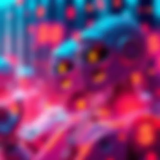 Visual representation of investment in AI robotics with robots and money symbols