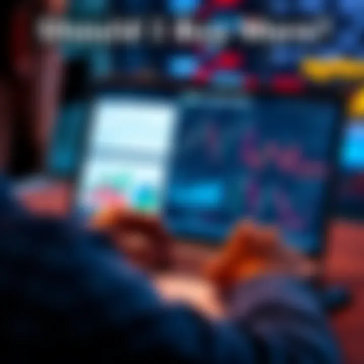 A person analyzing investment options on a laptop with graphs and charts displayed