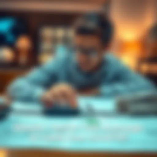 A person contemplating between dollar-cost averaging and lump sum investing with a calculator and financial documents on the table.