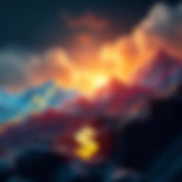 A visual representation of Bitcoin and Ethereum price changes over time, showing dramatic peaks and valleys, with a dollar sign in the foreground.