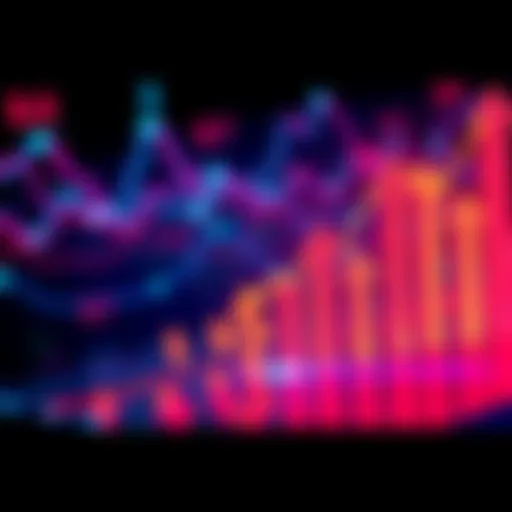 A graph showing significant investment growth trends with upward arrows and dollar signs.