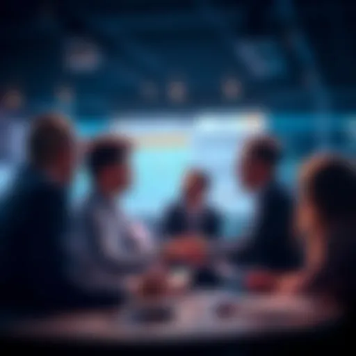 People discussing investment portfolio strategies and feedback in a group setting