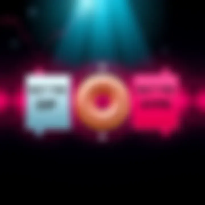 A graphic showing two contrasting arrows: one pointing down labeled 'Buy the Dip' and another pointing up labeled 'Buy the Hype' with a donut symbol in the center.