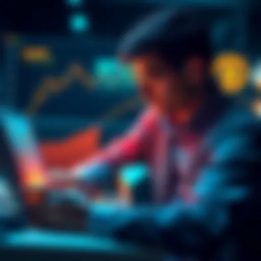A person analyzing cryptocurrency graphs and charts, focusing on Kaspa and Bitcoin investments