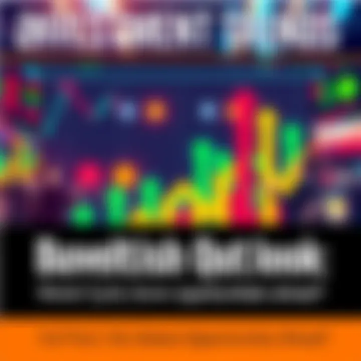 A graphic showing a bullish market trend with upward arrows and optimistic investors discussing strategies.