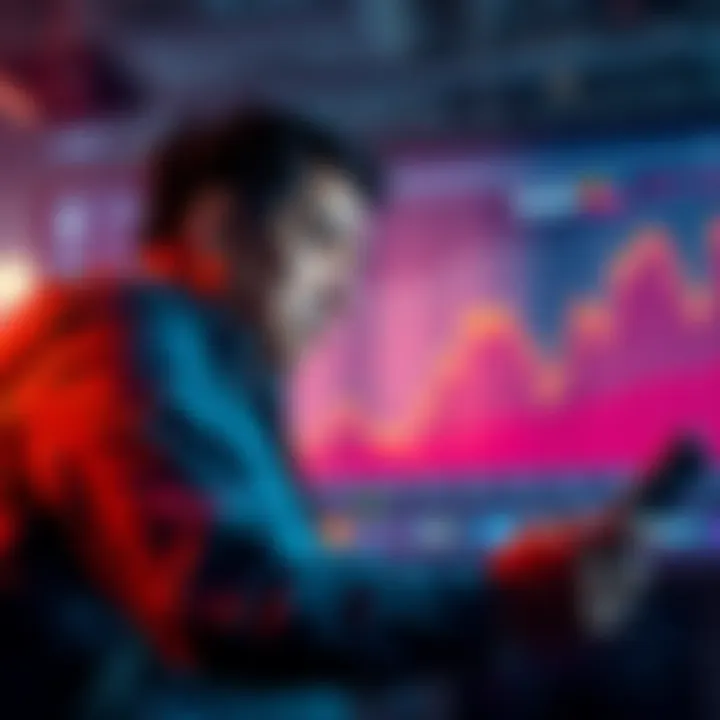 Frustrated investor looking at a declining chart, symbolizing the sale of $NEXO tokens amidst market uncertainty