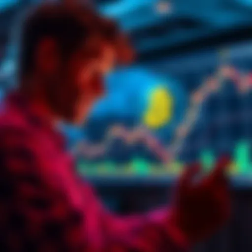 A person looking at a chart showing falling Bitcoin prices, looking worried and considering their investment options.