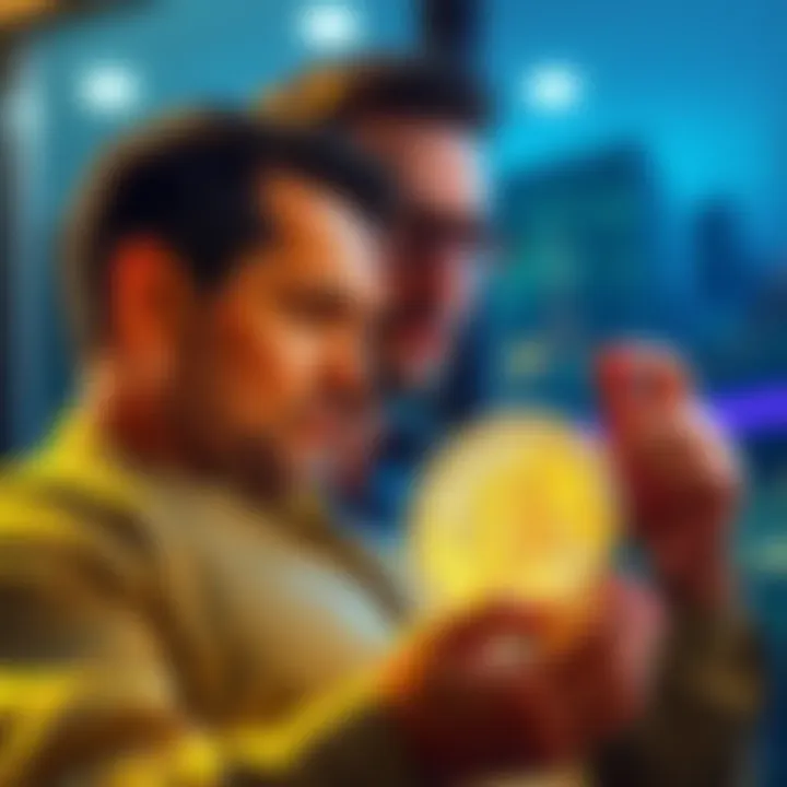 A local investor discussing their strategy for a promising cryptocurrency investment, aiming for significant profit.