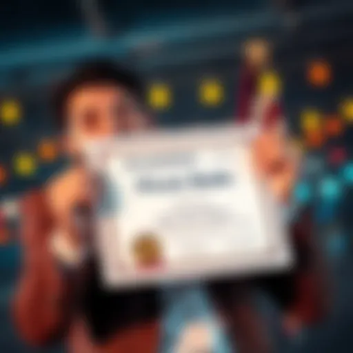 An investor smiling while holding a certificate of their first stock sale, showing excitement and achievement.