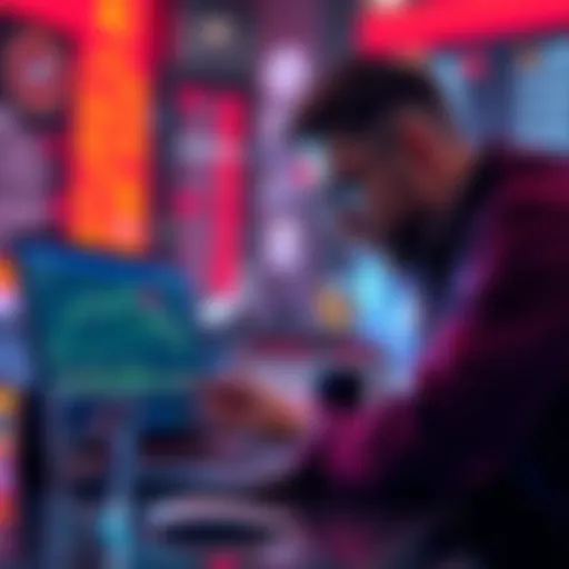 A concerned investor reviewing a chart showing declining cryptocurrency prices on a laptop