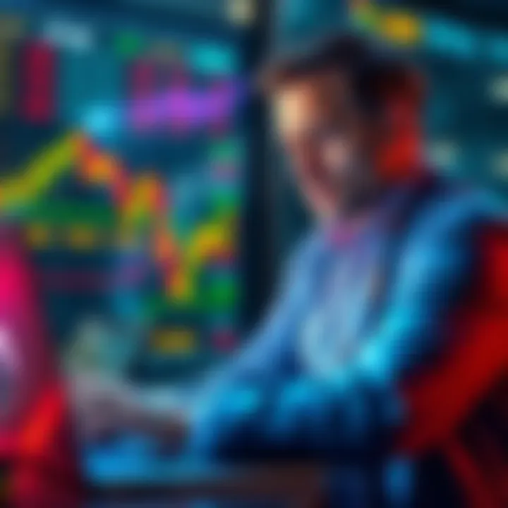 Investor Selling Bitcoin An investor looking concerned while checking stock trends on a laptop, symbolizing a shift from Bitcoin to stocks and commodities.