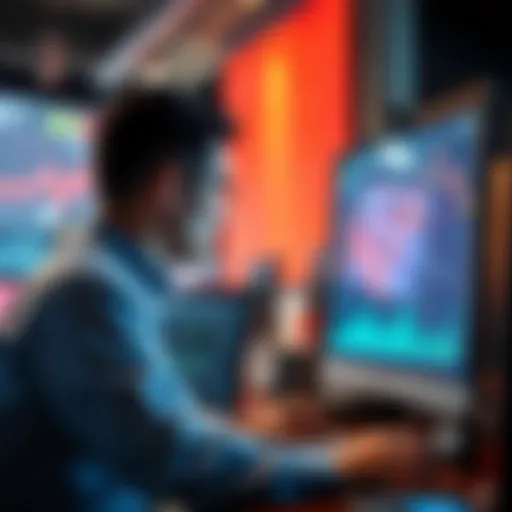 An investor watches a stock chart on a computer, displaying a downward trend, reflecting their recent $1,000 loss.