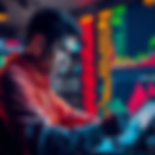 A new investor looking at charts and graphs, considering whether to dollar cost average or sell and reinvest.