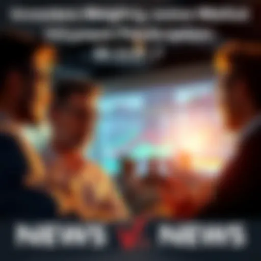 A group of investors engaged in conversation about market predictions, focusing on potential price ranges for future investments.