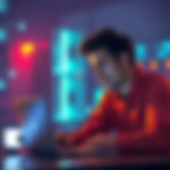 A person looking worried while checking earnings on a laptop next to a hot spot device.