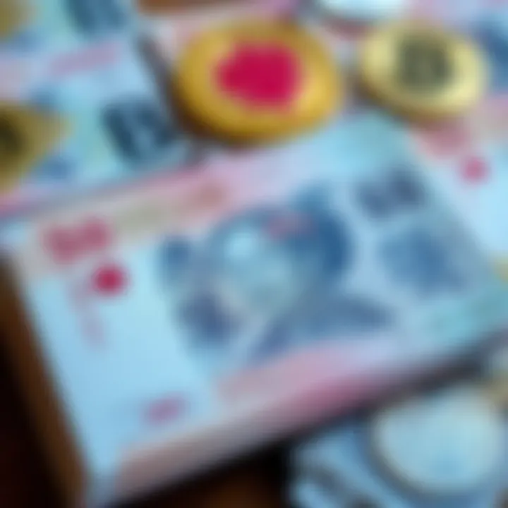 Japanese yen notes with digital currency symbols representing yen-backed stablecoins