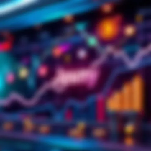 Graph showing upward trend in cryptocurrency market with focus on Jasmy, surrounded by altcoin symbols and rising interest indicators.