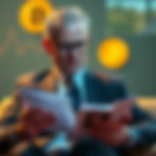 Jeffrey Epstein reading emails about Bitcoin and cryptocurrency taxes, showing signs of worry.