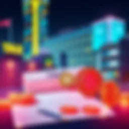 A digital asset illustration with cryptocurrency icons and a tax form, representing Jeju City's crackdown on tax evasion