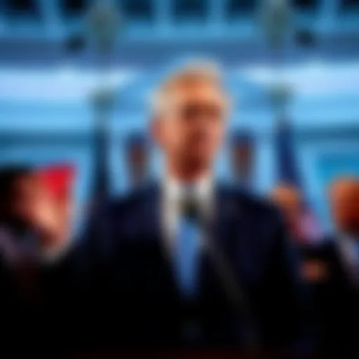Federal Reserve Chair Jerome Powell addressing the media about interest rate challenges
