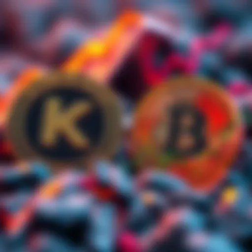 A visual comparison of Kaspa and Bitcoin, illustrating their market caps with upward trends for both cryptocurrencies, hinting at growth potential by 2035.