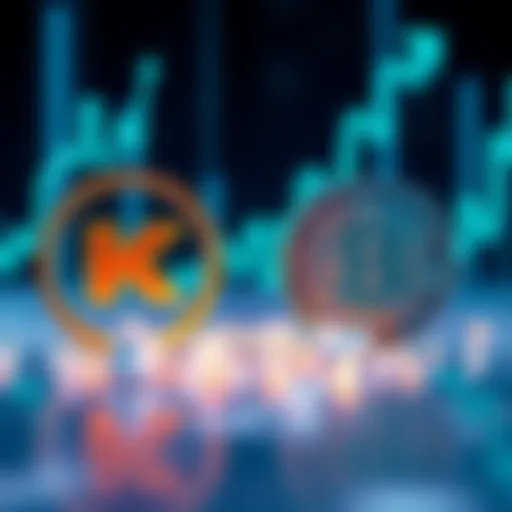 A graphic showing Kaspa and Bitcoin logos competing, with growth indicators in the background