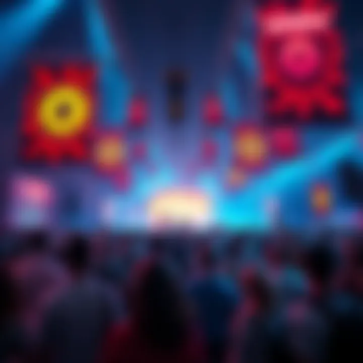 A vibrant festival scene featuring people enjoying the Kendu brand, with banners and merchandise promoting Kendu memecoin.