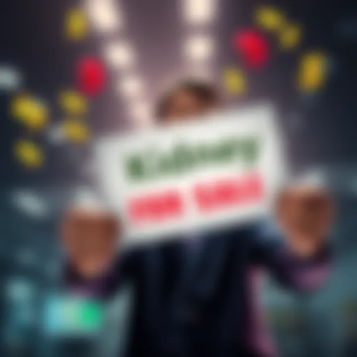 A person holding a sign that says 'Kidney for Sale' with dollar signs around them, symbolizing financial desperation.